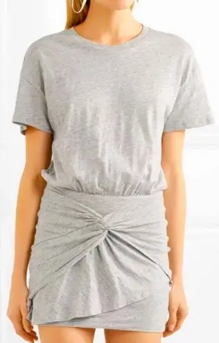 IRO NWOT I.R.O. Brelbloa Jersey Knit Knotted Front Mini Dress in Light Grey Size S