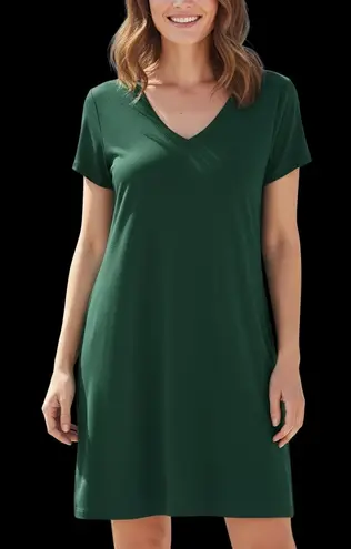 Premise Bottle Green V-Neck T-Shirt Dress with Pockets Women’s Size Medium NWT