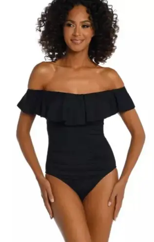 La Blanca Island Goddess Off Shoulder Ruffle One Piece Size 12 NWT