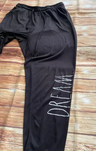 Rae Dunn Women DREAM Black Drawstring Jogger with Pockets Size Medium