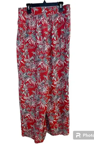 Loft Ann Taylor  Orange Floral Print Wide Leg Pants Size Small