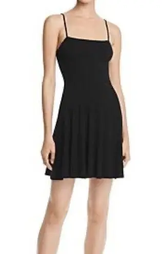 Soprano  Y2K Rib Knit Fit and Flare Cami Dress Black Small