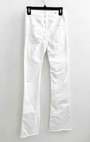 ZARA NEW  White High Waisted Flared Jeans Button Fly Frayed Hems Size 4