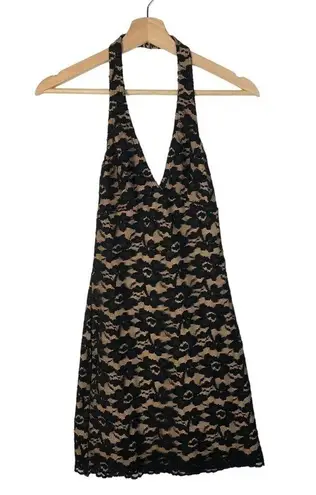 Class Act Uniforms Black Lace Halter Bodycon Mini Dress S