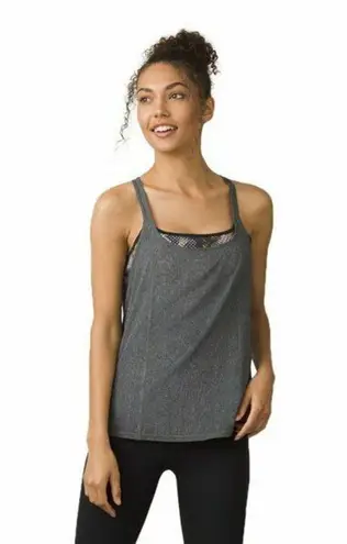 prAna NWT Womens Yoga Pilates Strappy Top Bra New Sway 2 in 1 M Gray Black White