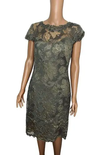 Tadashi Shoji Ilussion Yoke Lace Cocktail Dress Knee length size 6
