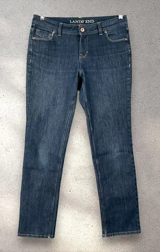 Lands' End Jeans Women's 6 Mid Rise Straight Dark Wash Minimalist Clean Girl Blue