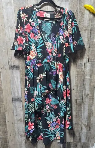 Haute Project Black Floral Mullet High Low Duster Maxi Cardigan Black Size XL