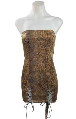 Meshki NEW  Women's Animal Snake Print Sleeveless Tube Mini Sheath Dress Size S