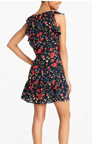 J.Crew Flutter Sleeve Floral Dress Red Black