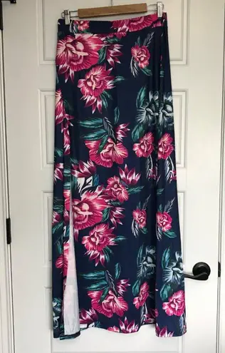 Unbranded Floral High Slit Maxi Skirt Women's Size XL Swim Cover Blue Pink Green