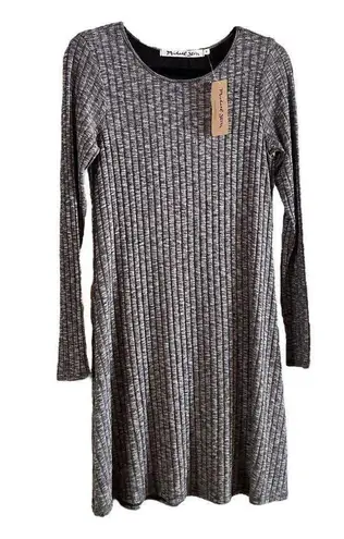 Michael Stars Jasper Poor Boy long sleeve gray rib knit sweater dress