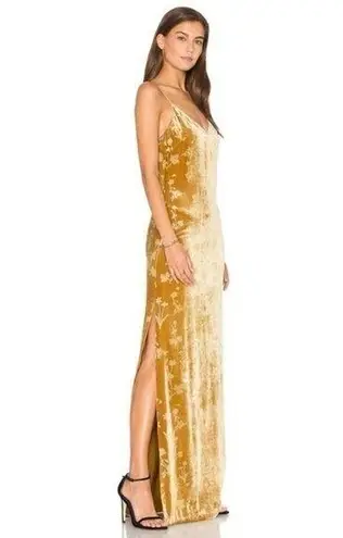 Elizabeth and James Valerie Floral Velour Maxi Dress in Brass Glitter Size 8 NWT
