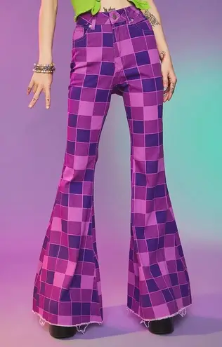 American Bazi purple checkered flare pants size Small