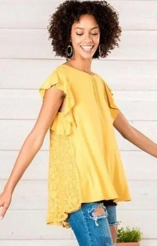 Matilda Jane Mustard Yellow Bocce Ball Top Sz S