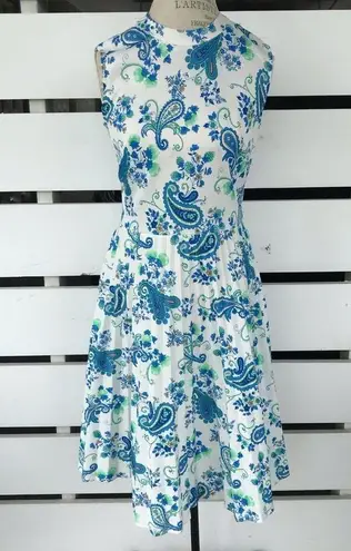 Vintage 50s 60s handmade dress with pleated swing skirt White Size M