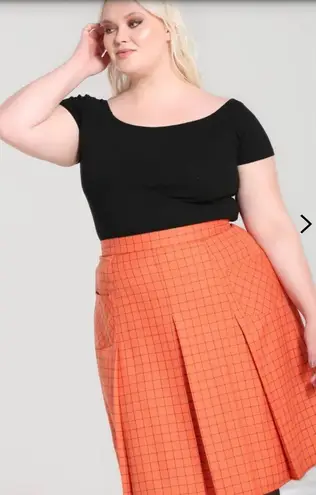 Hell Bunny Orange & Black Check Zora Skirt NWT | 2XL |