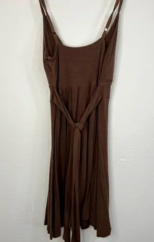 Edge Brown Spaghetti Strap Empire Waist Midi Dress Size Small Casual Chic