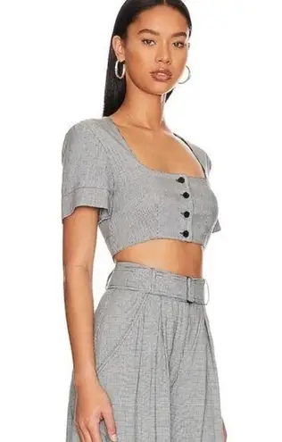 House of Harlow 1960 Houndstooth Black White Button Front Top NEW Gray Size 6
