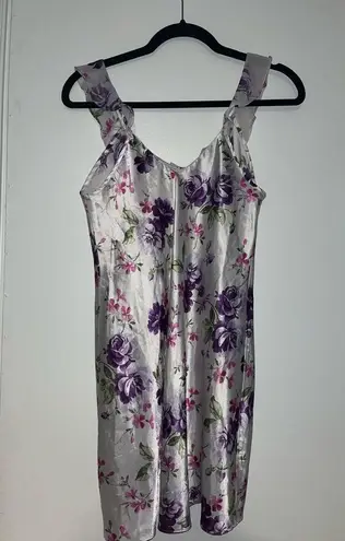 Morgan Taylor Vintage Floral Satin Nightgown | Size S | Ruffle Strap Sleeveless Slip Dress