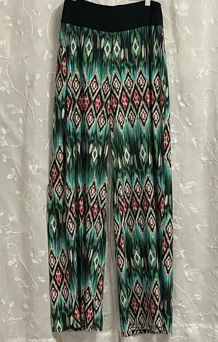 Women’s Icy Southwest Wide Leg Bell Bottom Dress Flowy Pants Sz XL EUC Green