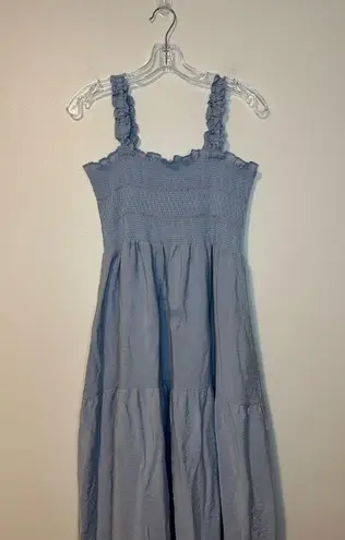 GESTUZ Lazziagz Long Smocked Tiered Fairy Feminine Ruffle Midi Dress Sz 40 Blue
