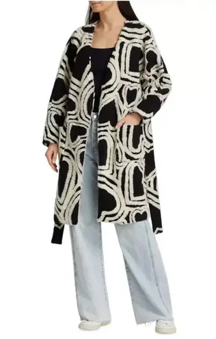 Farm Rio 's Wild Hearts wool blend coat with self tie belt NEW