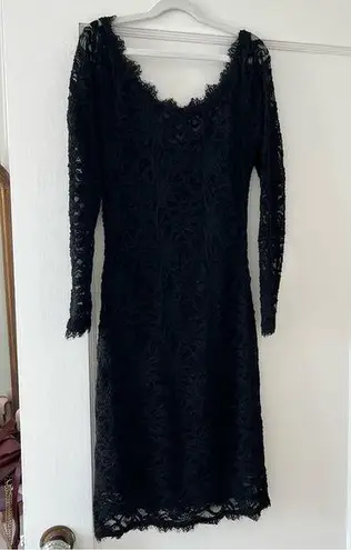 Jump  Apparel Black Long Sleeve Lace Midi Length Bodycon Dress Size XSMALL EUC