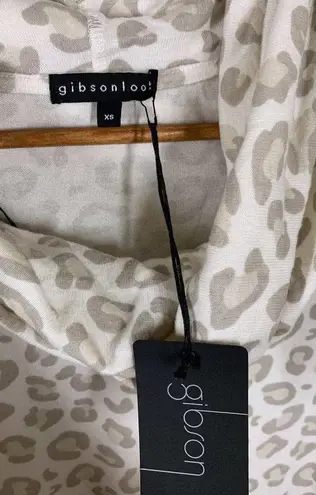 Gibsonlook XS Cozy Fleece Convertible Neckline Sweater Animal Print