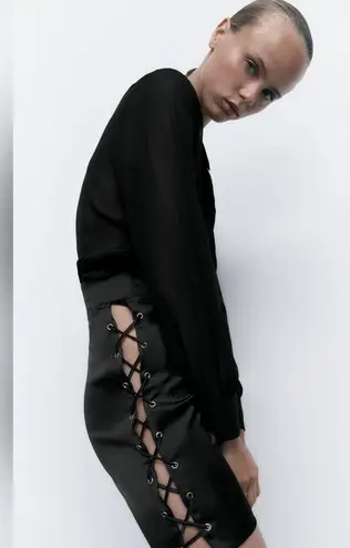 ZARA SATIN EFFECT CORSET SKIRT