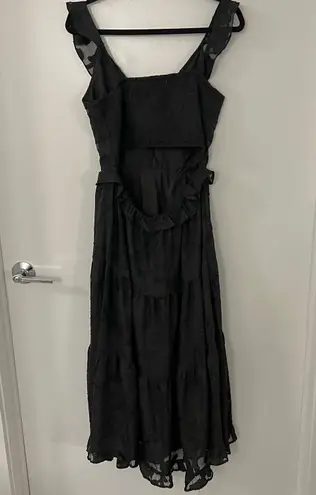 Heartloom Black Floral Ruffle Midi NWT Dress- Large