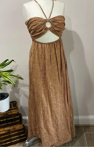 Anthropologie NWT  X Faithfull The Brand La Costa Cutout Printed Linen Maxi Dress