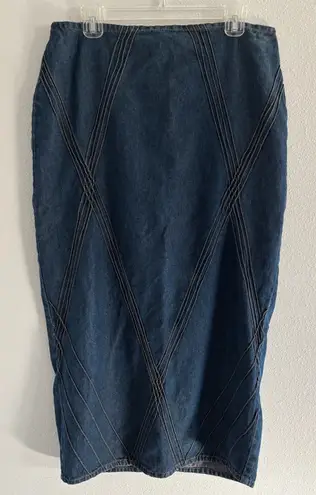 Vintage Denim Maxi Skirt Womens XL Retro 90's Western Festival Boho Euestrian Blue