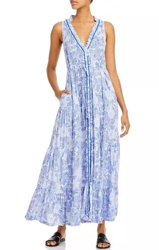 Poupette St. Barth  Nana Printed Maxi Dress Revolve Blue Begonia Size L New w/Tag