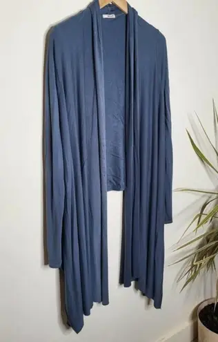 LA Made  High-Low Draped Cardigan Blue