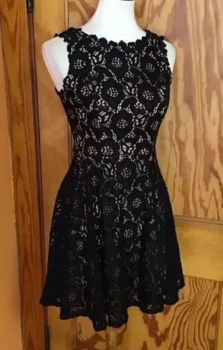 Jodi Kristopher black lace fit n flare dress