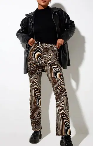 Motel Zoven Multicolor Ripple High Waist Flare Trouser In 70's Size XS