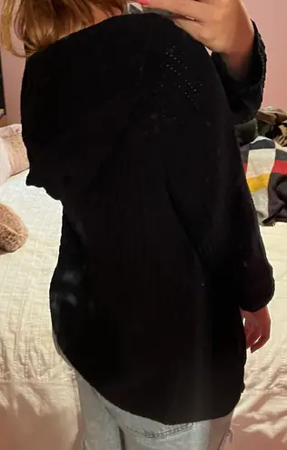 Forever 21 Black Cardigan sweater With Hood