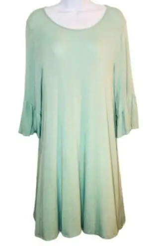 New Directions 3/4 Ruffle Sleeve Swing Dress Mint Green M Green Size M