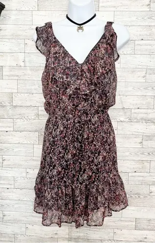 MYTH NYC Sleeveless Ruffle Mini Dress, M Gray Size M