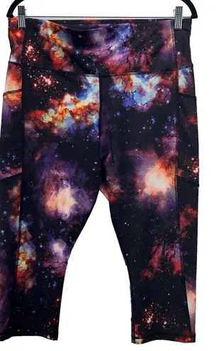 Avia Capri Leggings Large Galaxy Print Gym Workout Activewear Yoga Performance