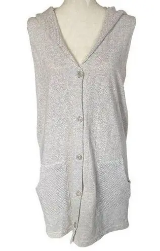 Porto cruz women's size small light gray sleeveless hooded swimsuit cover sweater