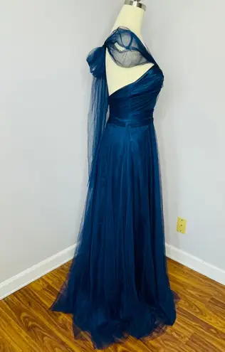 Allure Bridesmaid Style 1450 Navy Tulle Dress 10 Blue