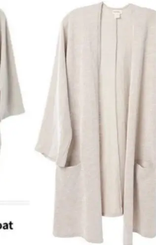 Donni Draped Cardigan Ribbed Sweater Duster Tan Taupe Size M