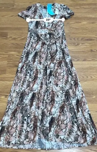 Melissa Odabash Viscose classic Lou Snake Long Dress size XS Brown