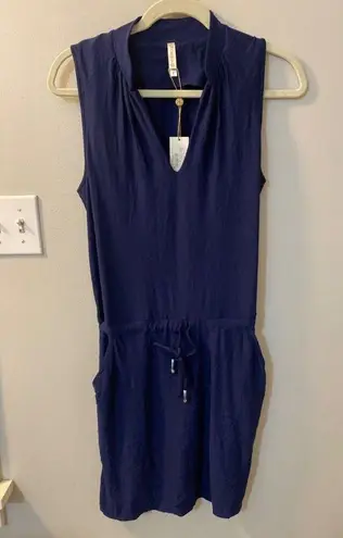 Helen Jon Sanibel blue modal dress pockets drawstring waist. Small. MSRP $142