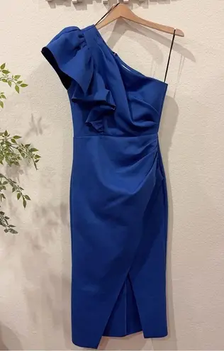 Elliatt Effie One Shoulder Midi Dress in Cobalt Blue Size Small NWT