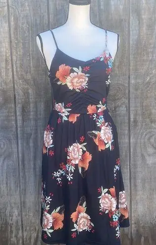 New YATHON Summer Dress Size Small Beach Sundresses Vintage Ruched Bust A Line Black