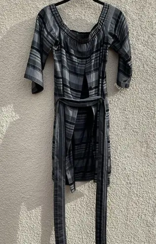 Bailey 44 Off Shoulder Stripe Dress S Silver Black