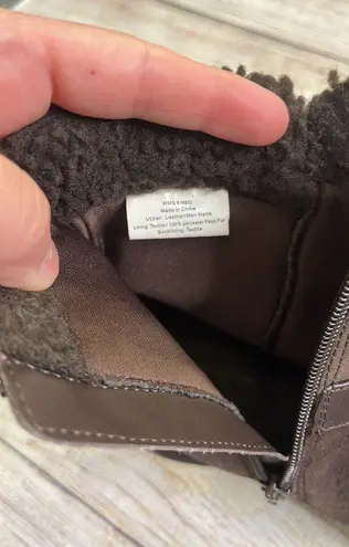 Sole SenseAbility Wedge Heel Leather Shearling Lined Ankle Bootie. Great condition. Very little wear. Zipper inside ankles. Faux straps/buckles. 3” heel Brown Size 9 - Image 5